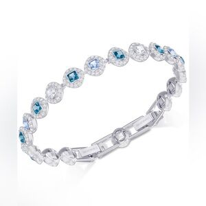 Swarovski Silver Bracelet with Blue and Clear Crystals